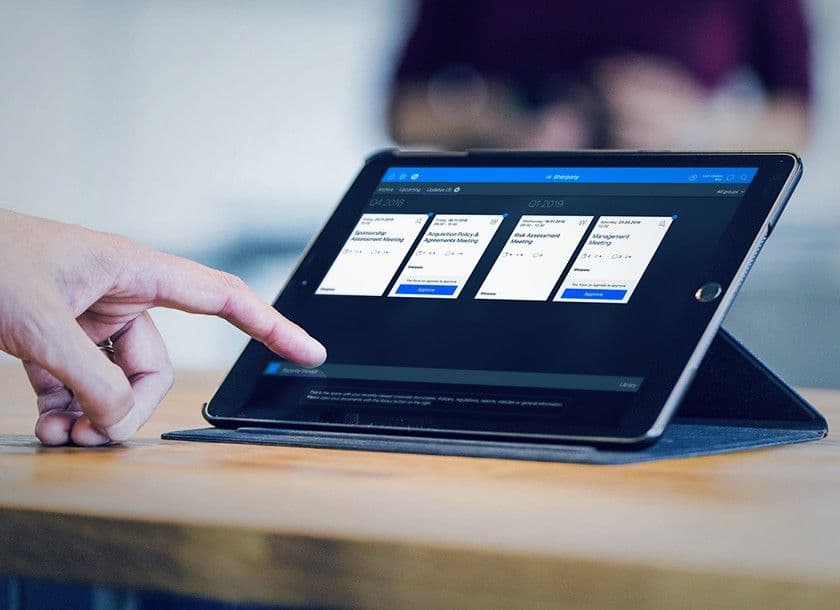 Sherpany meeting management software on a device