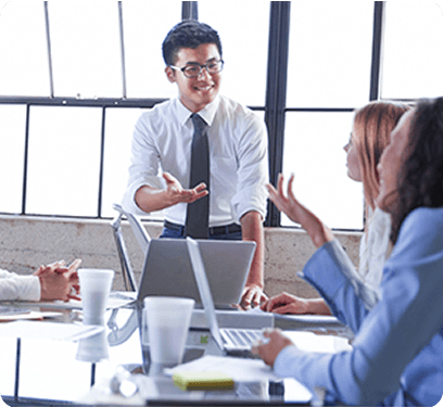 Man presenting on the meeting